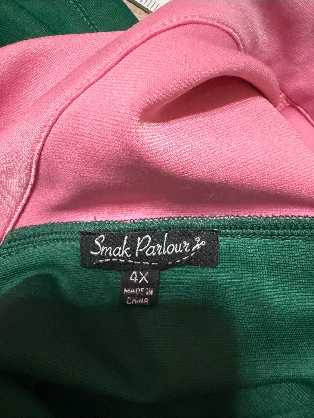 Small Parlour Green A-Line Dress Pink Yoke & Floral Pocket vintage retro 4x plus - Picture 6 of 6
